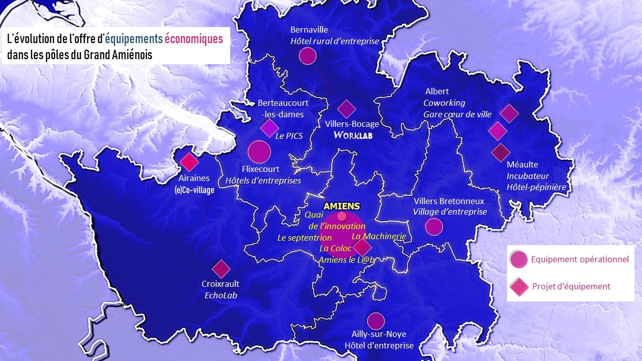 La carte du mois : Immobilier d'entreprises et espaces de travail collaboratifs innovants dans le Grand Amiénois